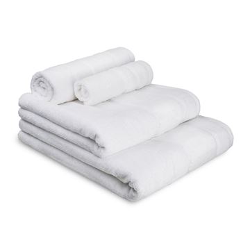 תמונה של מגבת פס קטיפה לבן